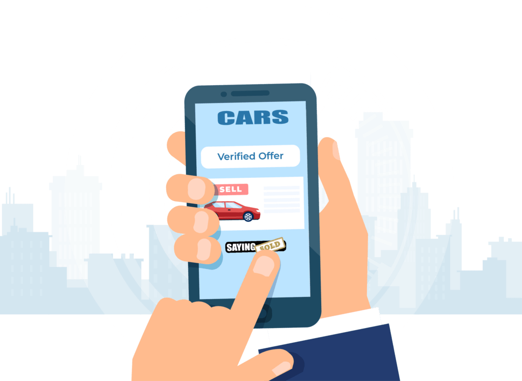 Illustration of using our web app to learn more about selling your car